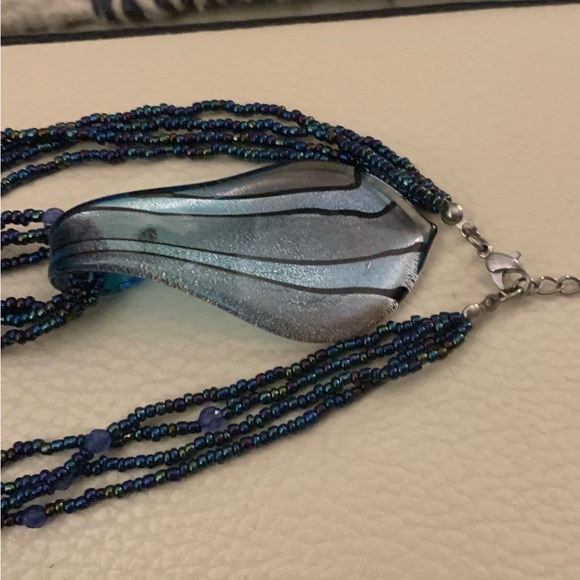Dichroic Glass Beaded Necklace - Picture 4 of 5